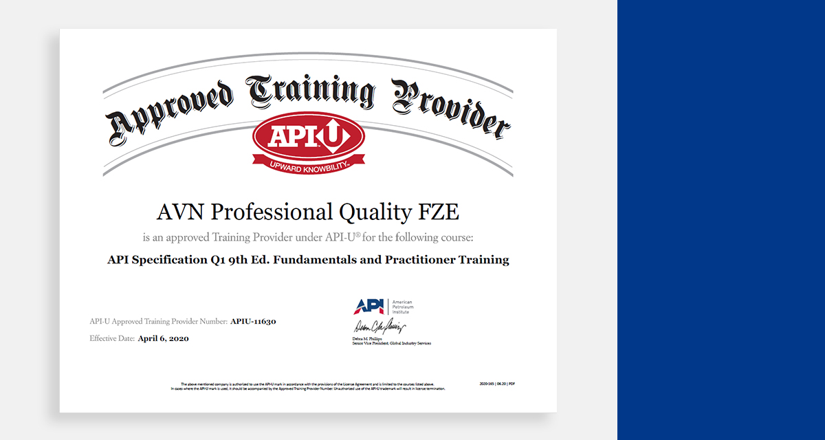 New Q1 Certificate : AVN Professional Quality, Best API Consultants in India
